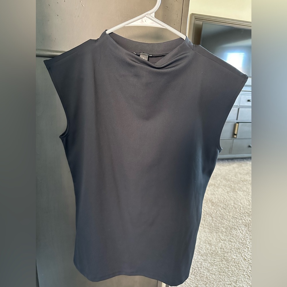 Ann Taylor Mock-Neck Black Shirt